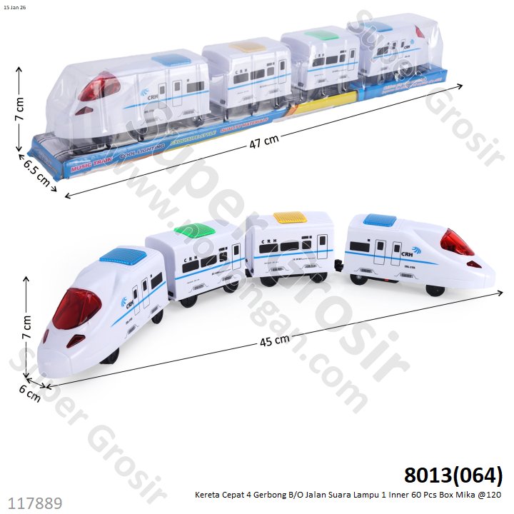 Kereta Cepat 4 Gerbong B/O Jalan Suara Lampu 1 Inner 60 Pcs Box Mika @120