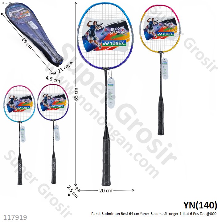 Raket Badminton Besi 64 cm Yonex Become Stronger 1 Ikat 6 Pcs Tas @300