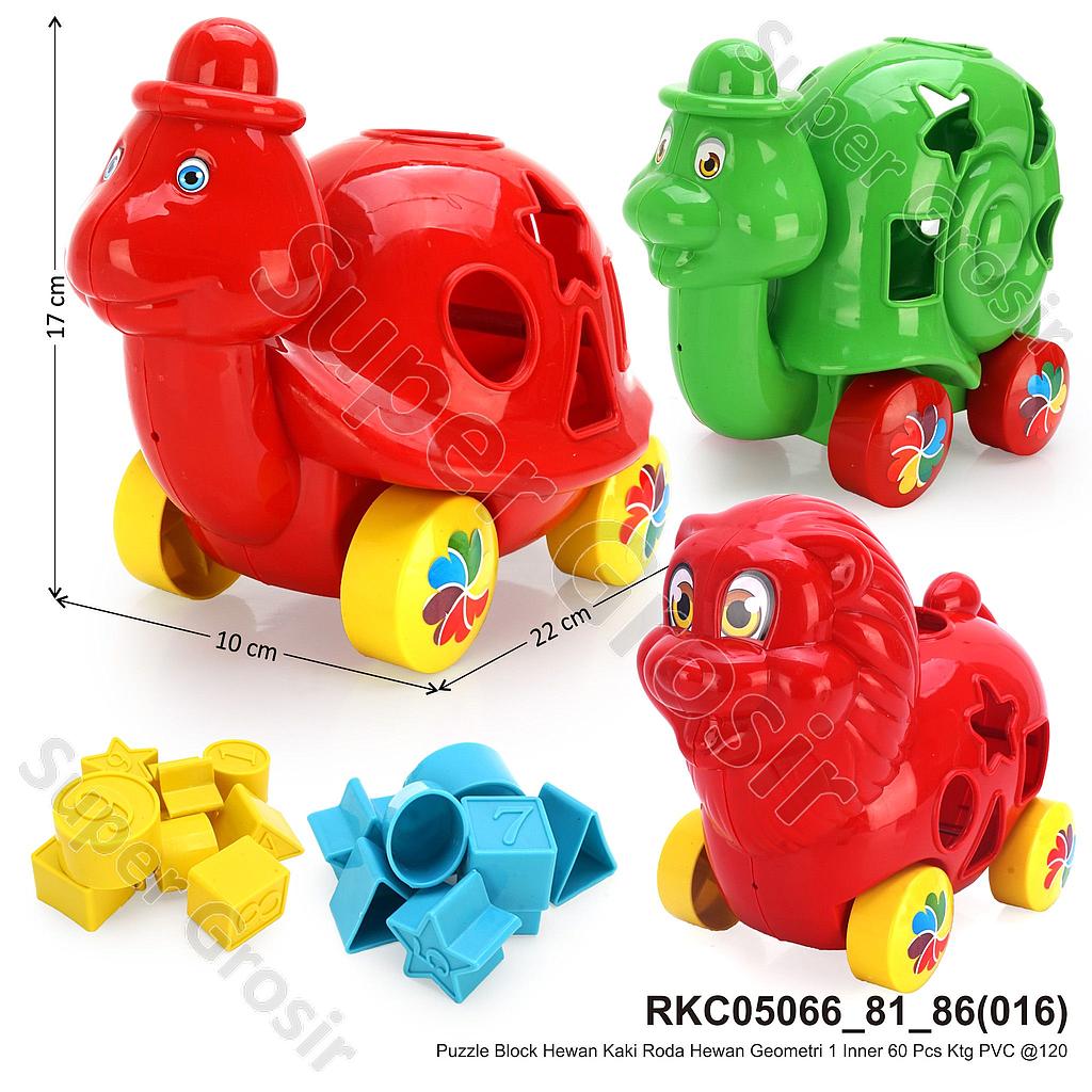 Puzzle Block Hewan Kaki Roda Hewan Geometri 1 Inner 60 Pcs Ktg PVC @120