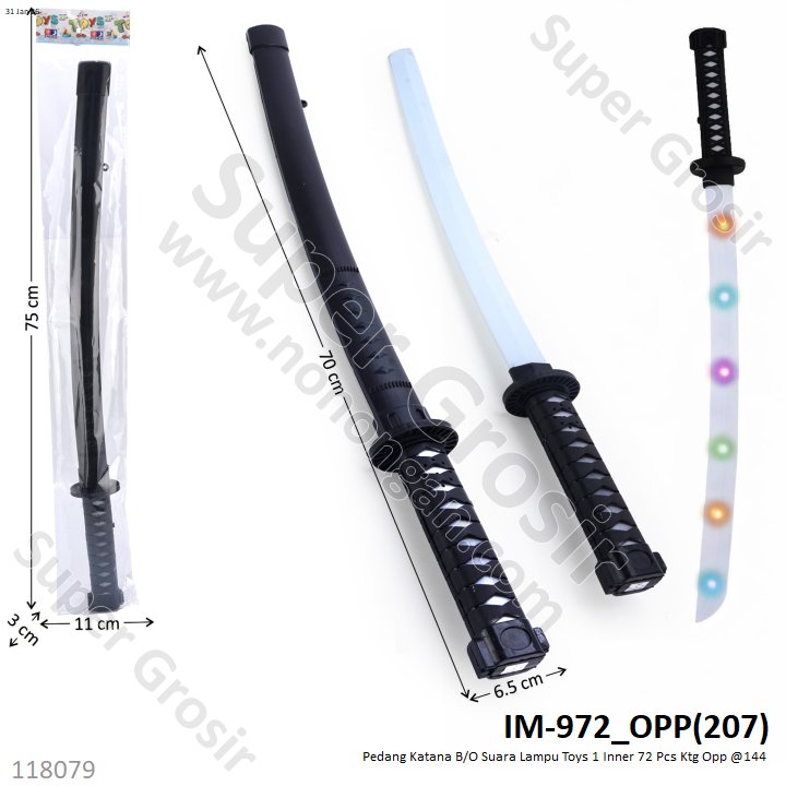 Pedang Katana B/O Suara Lampu Toys 1 Inner 72 Pcs Ktg Opp @144