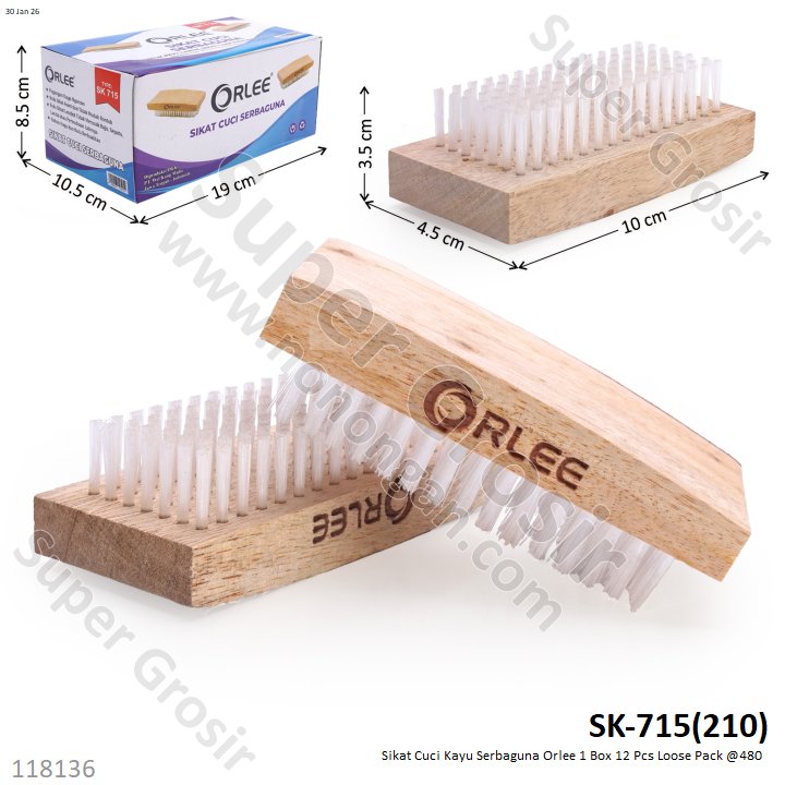 Sikat Cuci Kayu Serbaguna Orlee 1 Box 12 Pcs Loose Pack @480 