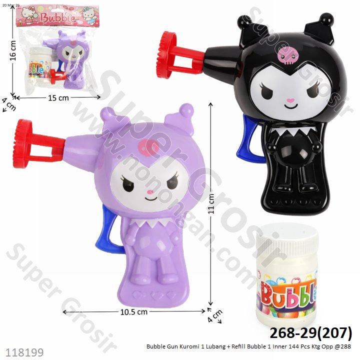 Bubble Gun Kuromi 1 Lubang + Refill Bubble 1 Inner 144 Pcs Ktg Opp @288