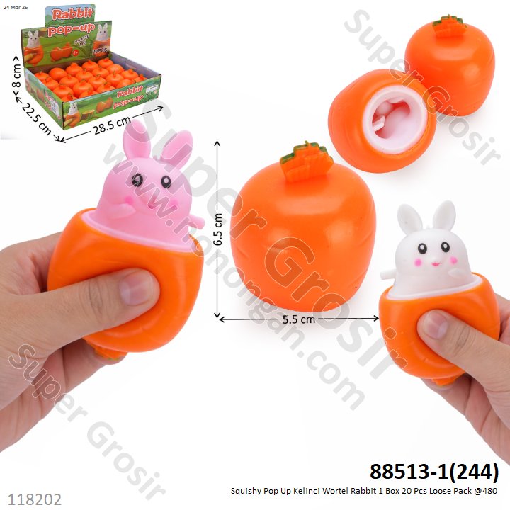 Squishy Pop Up Kelinci Wortel Rabbit 1 Box 20 Pcs Loose Pack @480