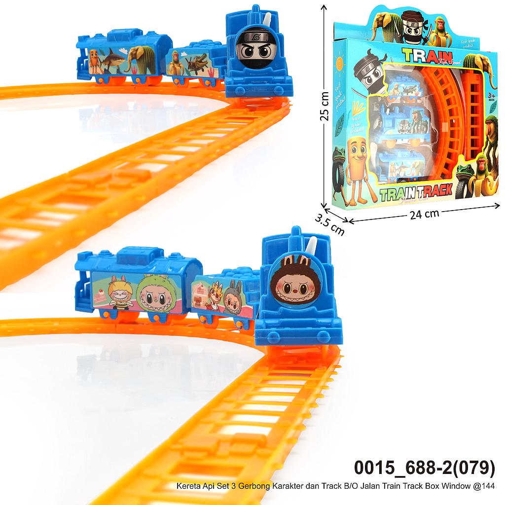 Kereta Api Set 3 Gerbong Karakter dan Track B/O Jalan Train Track Box Window @144