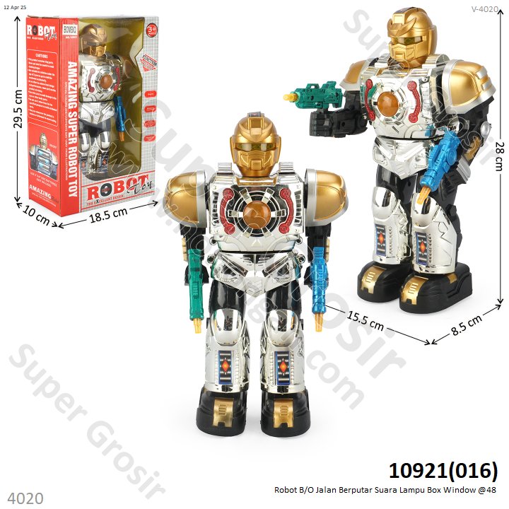 Robot B/O Jalan Berputar Suara Lampu Robot Toy Box Window @48
