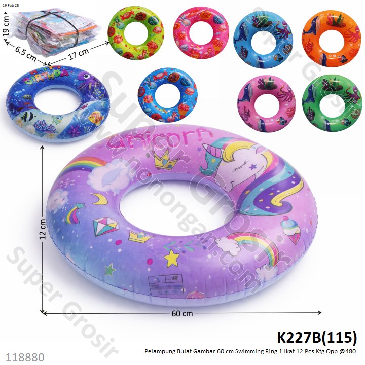 Pelampung Bulat Gambar 60 cm Swimming Ring 1 Ikat 12 Pcs Ktg Opp @480