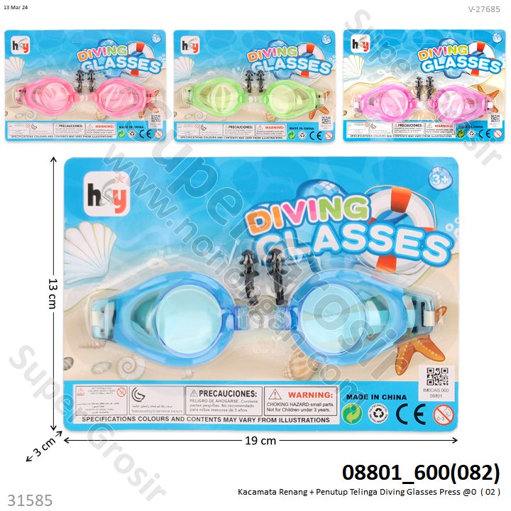 Kacamata Renang Anak Set Penutup Telinga 600 Pcs Diving Glasses Koli @1