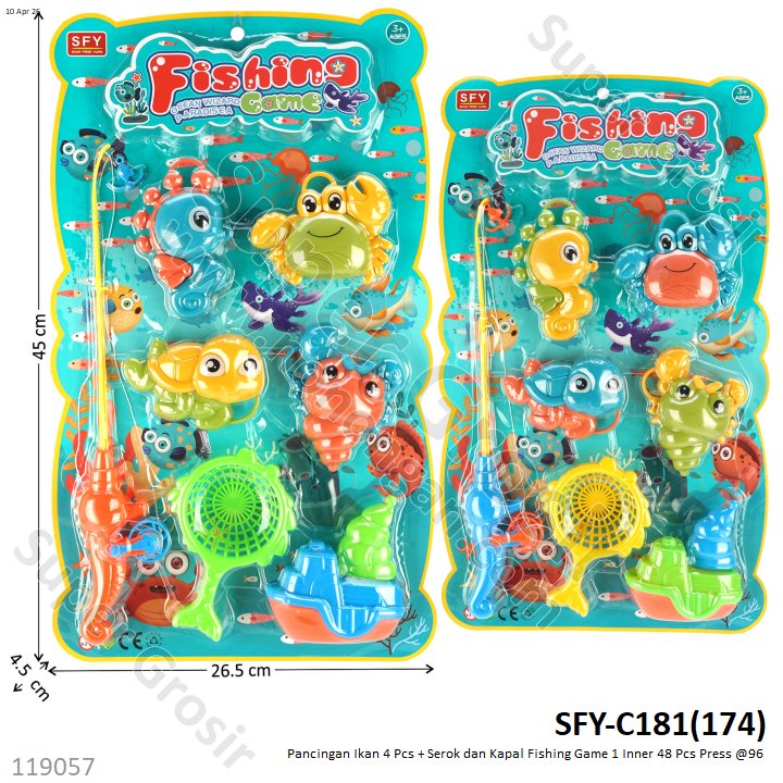 Pancingan Ikan 4 Pcs + Serok dan Kapal Fishing Game 1 Inner 48 Pcs Press @96