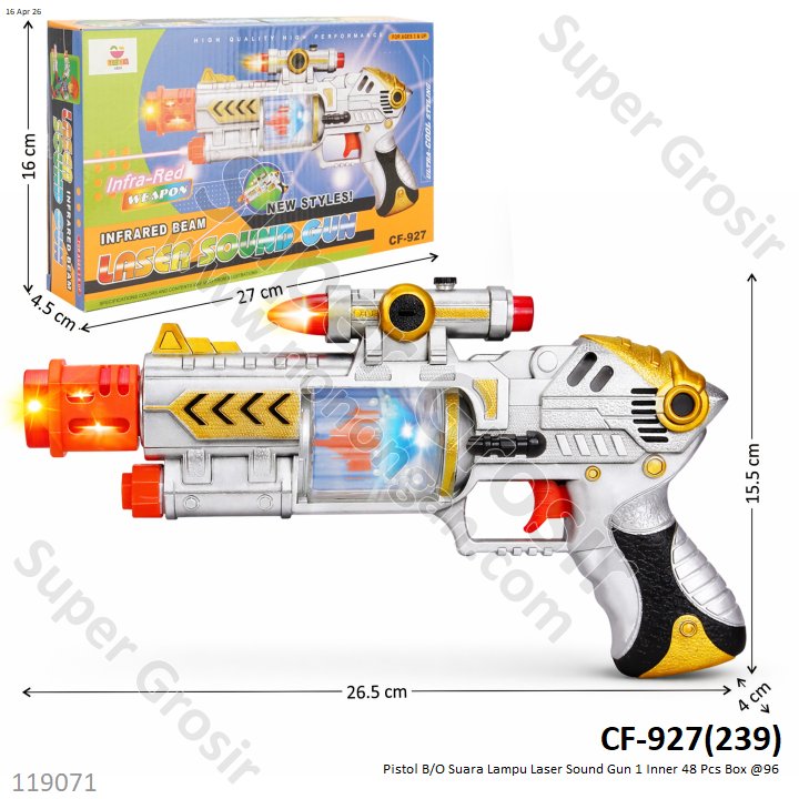 Pistol B/O Suara Lampu Laser Sound Gun 1 Inner 48 Pcs Box @96
