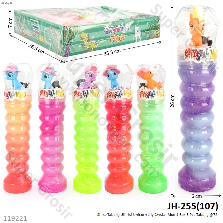Slime Tabung Ulir Isi Unicorn Lily Crystal Mud 1 Box 6 Pcs Tabung @72