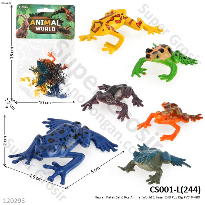 Hewan Katak Set 6 Pcs Animal World 1 Inner 240 Pcs Ktg PVC @480