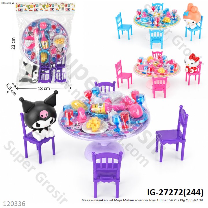 Masak-masakan Set Meja Makan + Sanrio Toys 1 Inner 54 Pcs Ktg Opp @108