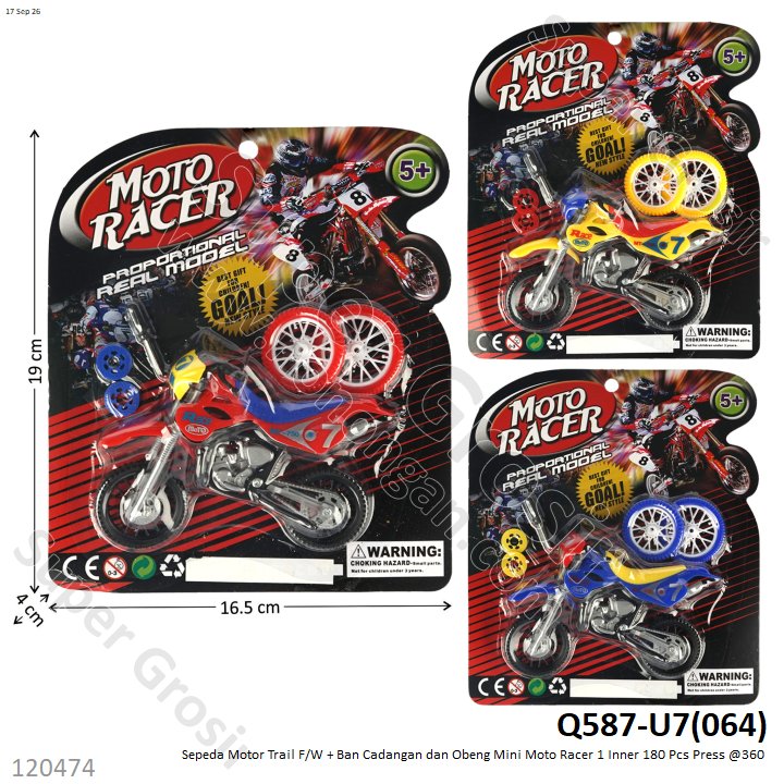 Sepeda Motor Trail F/W + Ban Cadangan dan Obeng Mini Moto Racer 1 Inner 180 Pcs Press @360