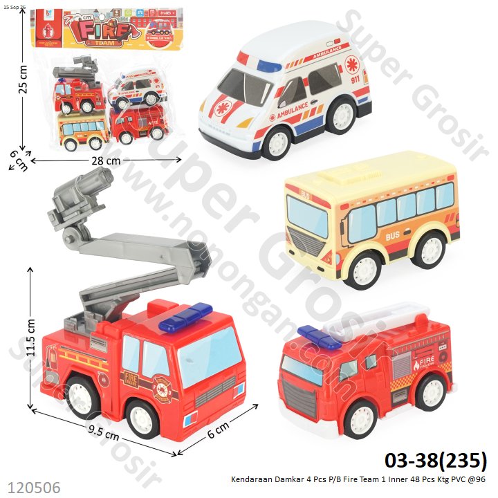 Kendaraan Damkar 4 Pcs P/B Fire Team 1 Inner 48 Pcs Ktg PVC @96