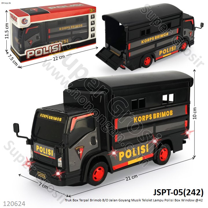 Truk Box Terpal Brimob B/O Jalan Goyang Musik Telolet Lampu Polisi Box Window @42