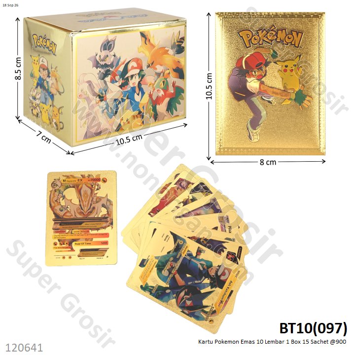 Kartu Pokemon Emas 10 Lembar 1 Box 15 Sachet @900