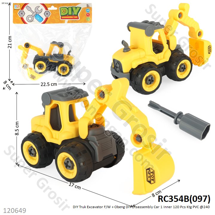DIY Truk Excavator F/W + Obeng DIY Disassembly Car 1 Inner 120 Pcs Ktg PVC @240