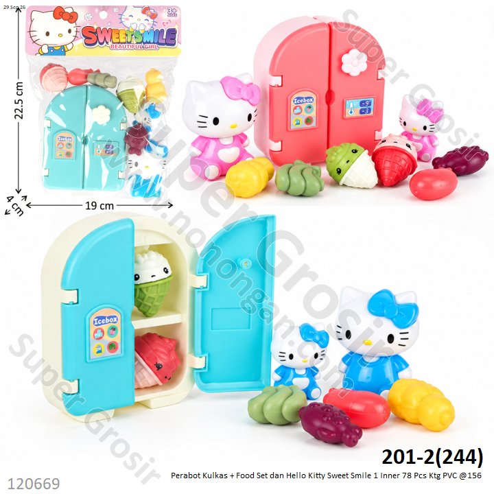 Perabot Kulkas + Food Set dan Hello Kitty Sweet Smile 1 Inner 78 Pcs Ktg PVC @156