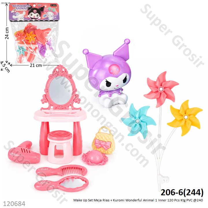 Make Up Set Meja Rias + Kuromi Wonderful Animal 1 Inner 120 Pcs Ktg PVC @240
