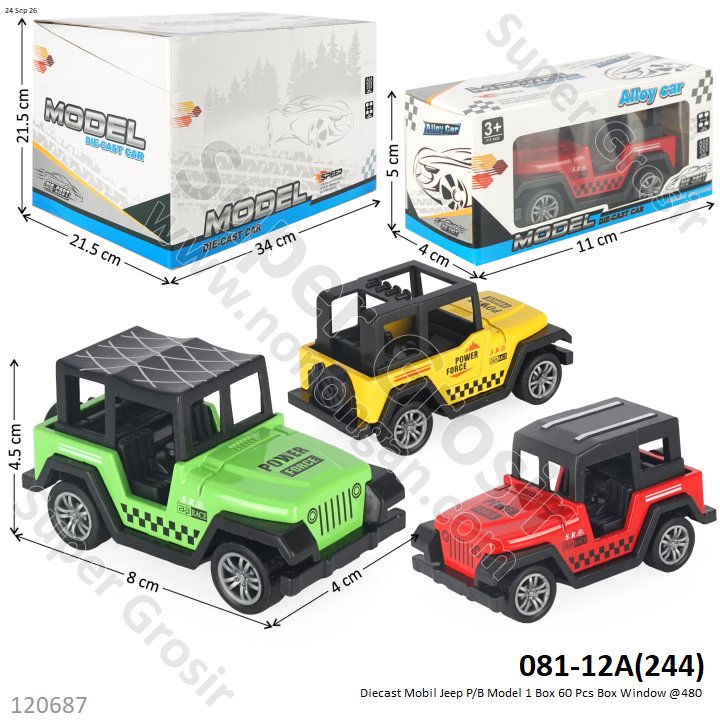 Diecast Mobil Jeep P/B Model 1 Box 60 Pcs Box Window @480