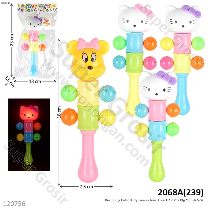 Kerincing Hello Kitty Lampu Toys 1 Pack 12 Pcs Ktg Opp @624