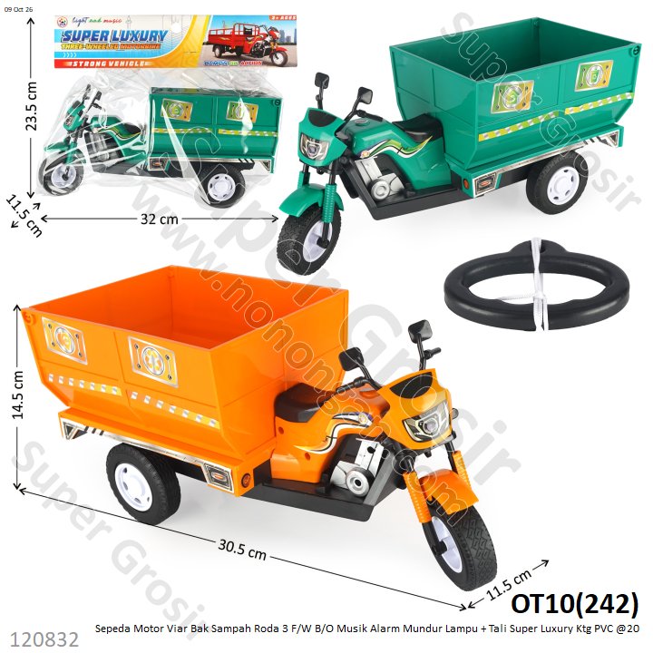 Sepeda Motor Viar Bak Sampah Roda 3 F/W B/O Musik Alarm Mundur Lampu + Tali Super Luxury Ktg PVC @20