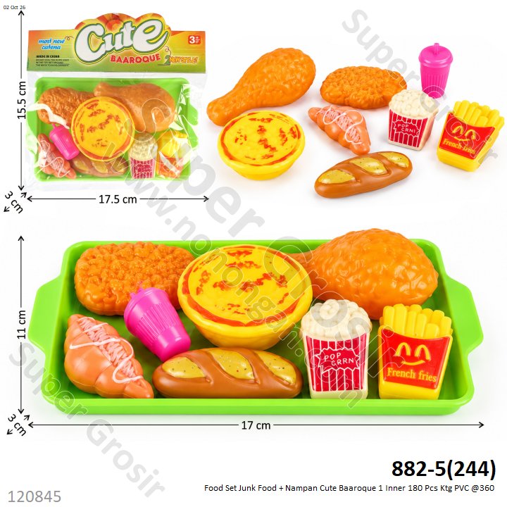 Food Set Junk Food + Nampan Cute Baaroque 1 Inner 180 Pcs Ktg PVC @360