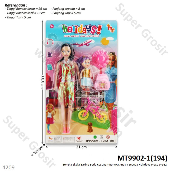 Boneka Barbie Set Anak + Sepeda Holidays Press @162