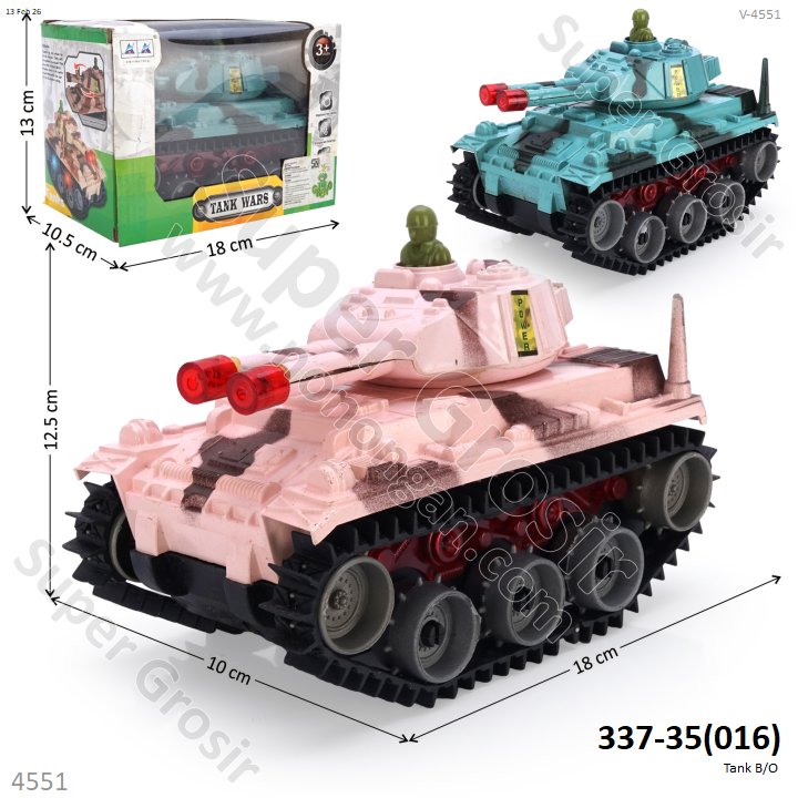 Tank B/O Jalan Lampu Tank Wars Box Window @0