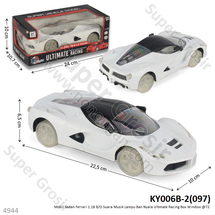 Mobil Ferrari 1:18 B/O Jalan Ban Nyala Ultimate Racing Box Window @72