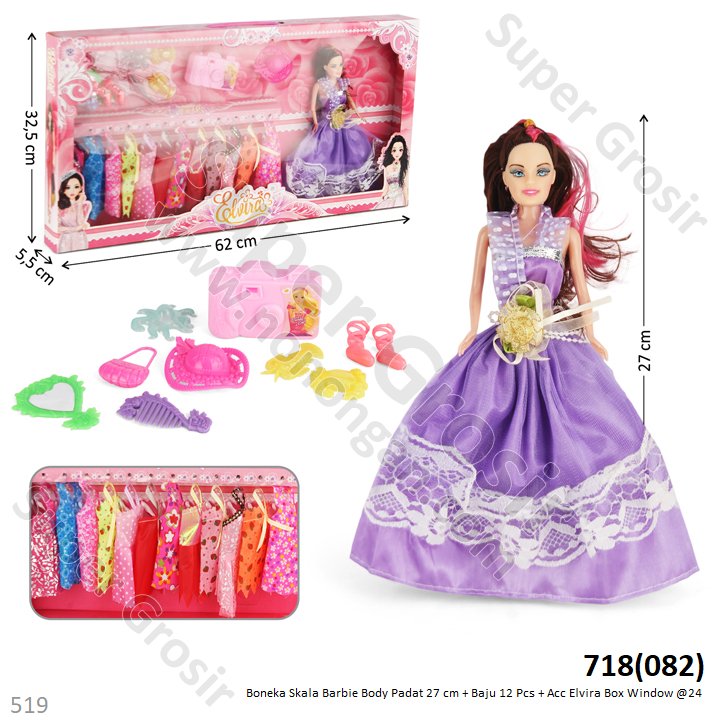 Boneka Barbie Set Baju 12 Pcs dan Acc Elvira Box Window @24