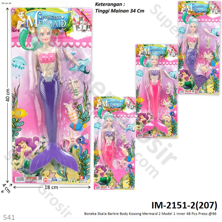 Boneka Barbie Mermaid 2 Model 1 Inner 48 Pcs Press @96