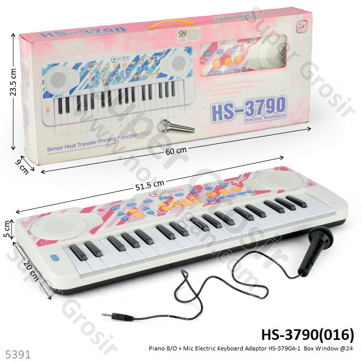 Piano Electronik Keyboard B/O + Mic + Adaptor Box Window @24