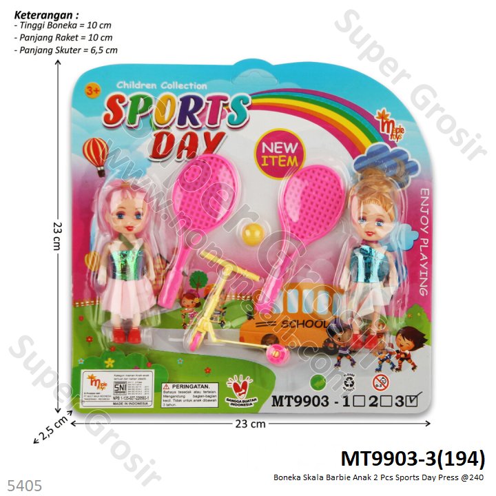 Boneka Barbie Set Anak Scooter dan Raket Sports Day Press @240