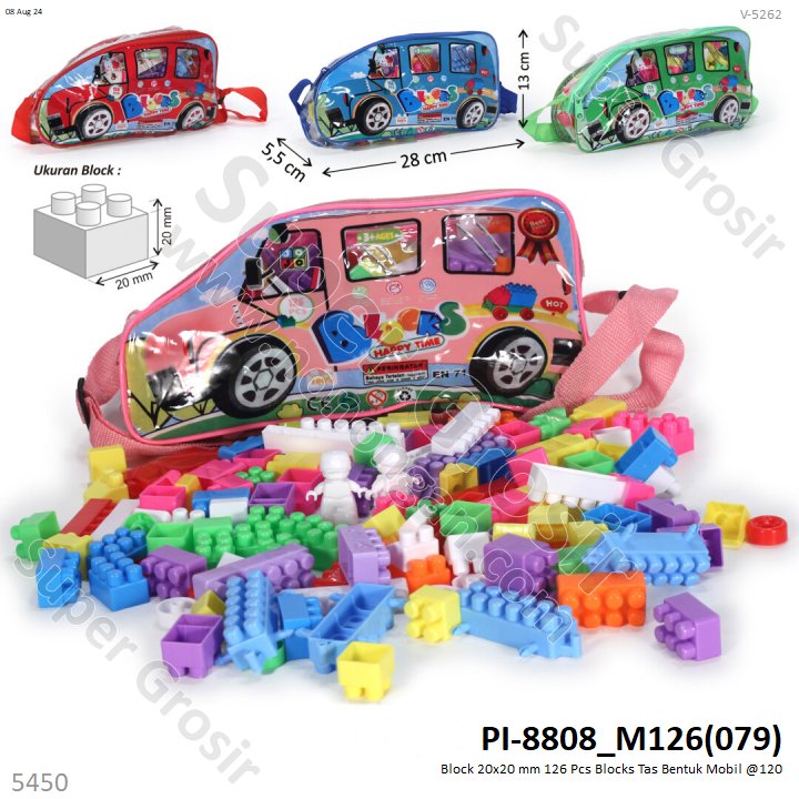 Block 20x20 mm 126 Pcs Blocks Tas Bentuk Mobil @120