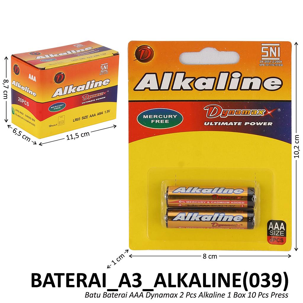 Batu Baterai AAA Alkaline 2 Pcs Dynamaxx 1 Box 10 Strip Press @120