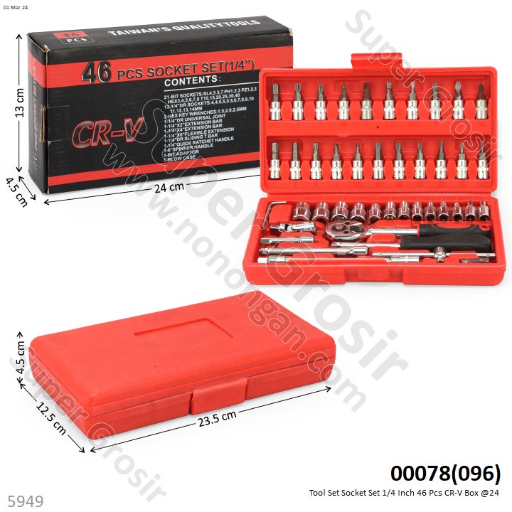 Kunci Socket Set 46 Pcs (1/4") CR-V Box @24