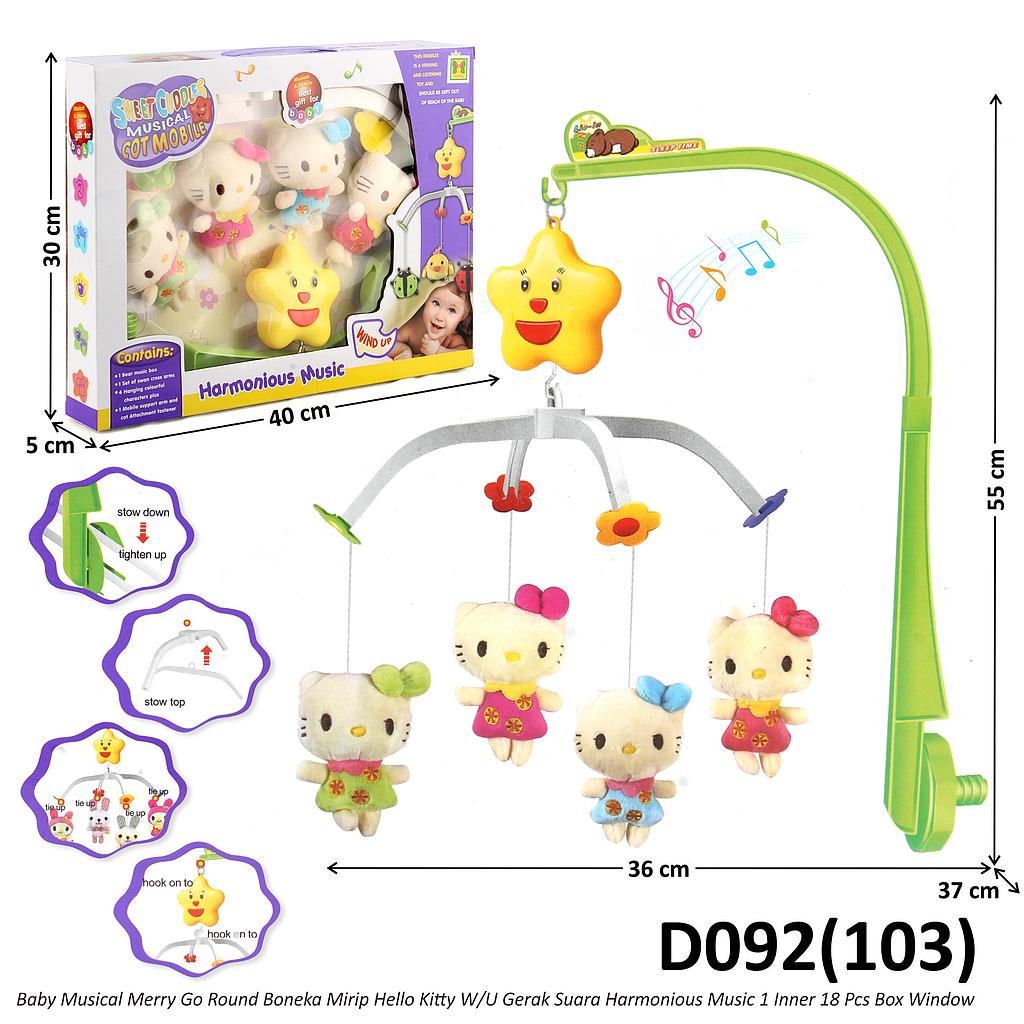Baby Musical Gantung Merry Go Round Boneka Hello Kitty W/U Putar Suara Harmonious Music 1 Inner 18 Pcs Box Window @36