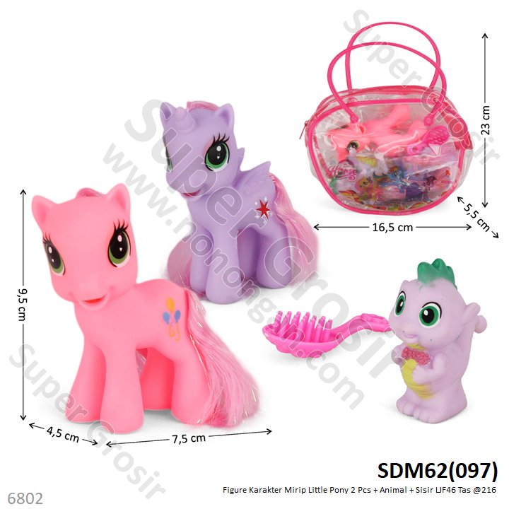 Figure Kuda Poni 3 Pcs Set Sisir Tas Pvc @216