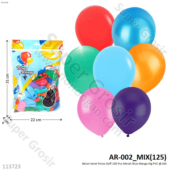 Balon Karet Polos Doff 100 Pcs Blue Mango Ktg PVC @100