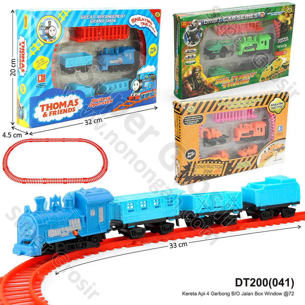 Kereta Api 4 Gerbong dan Track B/O Jalan Box Window @72