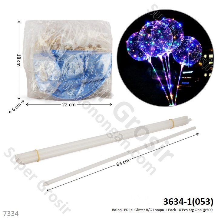 Mainan Tongkat Lampu Balon LED Isi Glitter @500